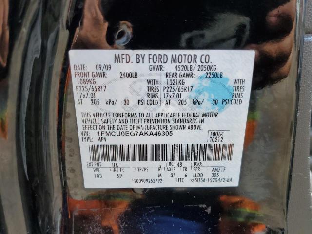 1FMCU0EG7AKA46305 - 2010 FORD ESCAPE LIMITED BLACK photo 14