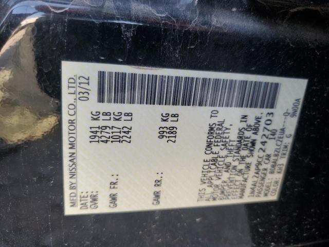 1N4AL2AP9CC242703 - 2012 NISSAN ALTIMA BASE Qara foto 12