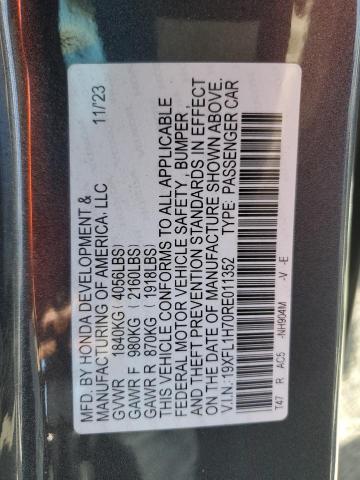 19XFL1H70RE011352 - 2024 HONDA CIVIC EXL 灰色 照片 13