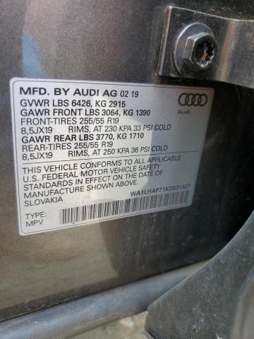WA1LHAF71KD031327 - 2019 AUDI Q7 PREMIUM PLUS GRAY photo 13
