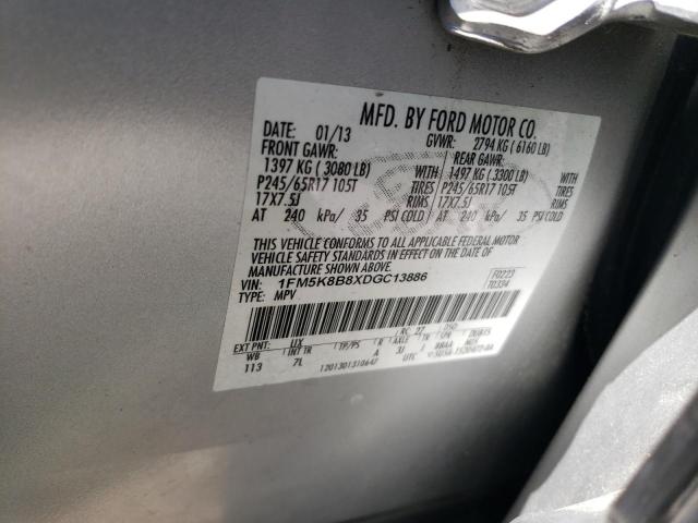 1FM5K8B8XDGC13886 - 2013 FORD EXPLORER SILVER photo 13