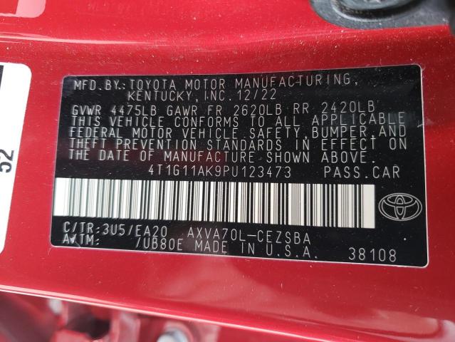 4T1G11AK9PU123473 - 2023 TOYOTA CAMRY SE NIGHT SHADE RED photo 12