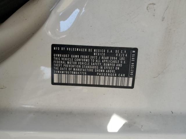 3VW4M7BU7RM047726 - 2024 VOLKSWAGEN JETTA S WHITE photo 12