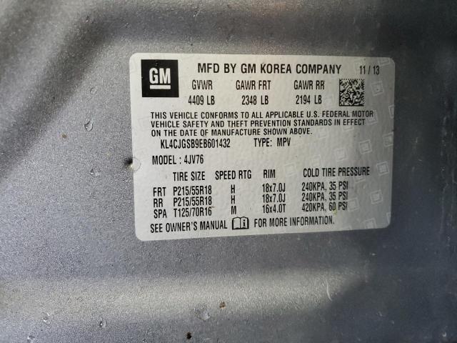 KL4CJGSB9EB601432 - 2014 BUICK ENCORE GRAY photo 14