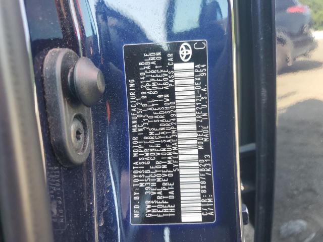 5YFEPMAE3MP249200 - 2021 TOYOTA COROLLA LE BLUE photo 12