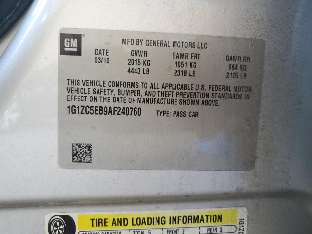 1G1ZC5EB9AF240760 - 2010 CHEVROLET MALIBU 1LT SILVER photo 12