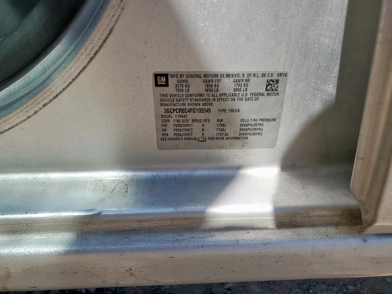 3GCPCREC4FG105545 - 2015 CHEVROLET SILVERADO C1500 LT ვერცხლისფერი ფოტო 12