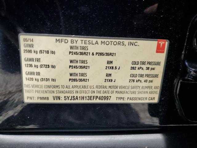 5YJSA1H13EFP40997 - 2014 TESLA MODEL S BLUE photo 13