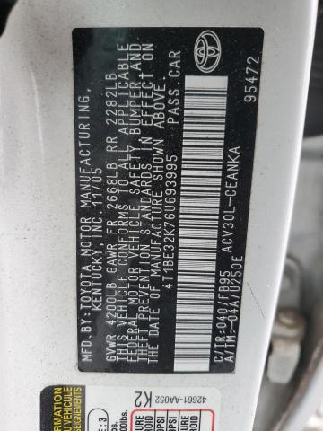 4T1BE32K76U693995 - 2006 TOYOTA CAMRY LE WHITE photo 13