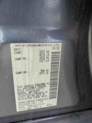 1N4AL3AP2JC240195 - 2018 NISSAN ALTIMA 2.5 灰色 照片 12