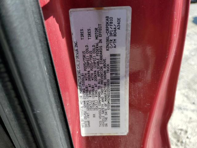 5TESM92N02Z098699 - 2002 TOYOTA TACOMA XTRACAB PRERUNNER ბურგუნდია ფოტო 12