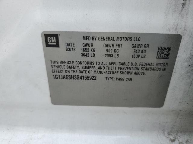 1G1JA6SH3G4155922 - 2016 CHEVROLET SONIC LS 白色 照片 12