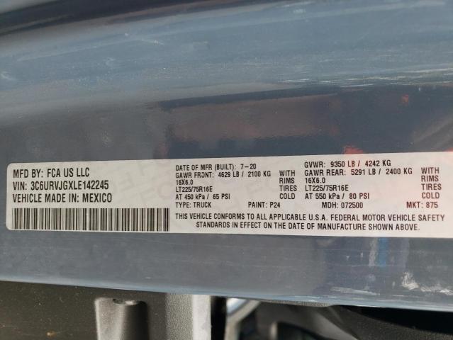 3C6URVJGXLE142245 - 2020 RAM PROMASTER 3500 HIGH ლურჯი ფოტო 13