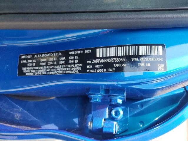 ZARFANBN3R7680855 - 2024 ALFA ROMEO GIULIA TI Կապույտ լուսանկար 13