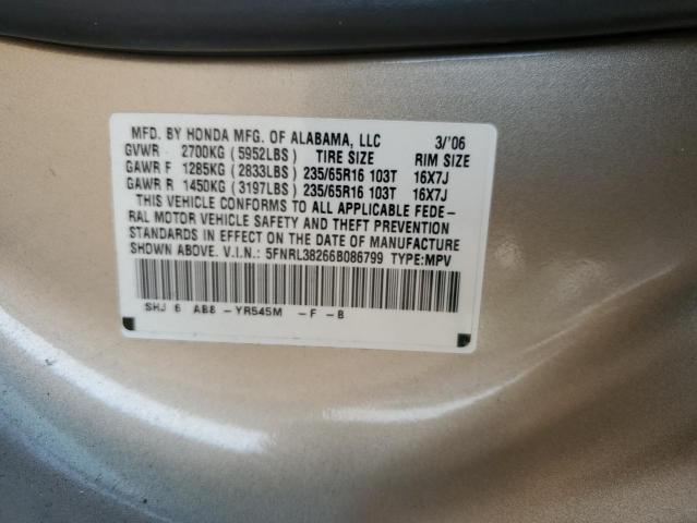 5FNRL38266B086799 - 2006 HONDA ODYSSEY LX GOLD photo 14