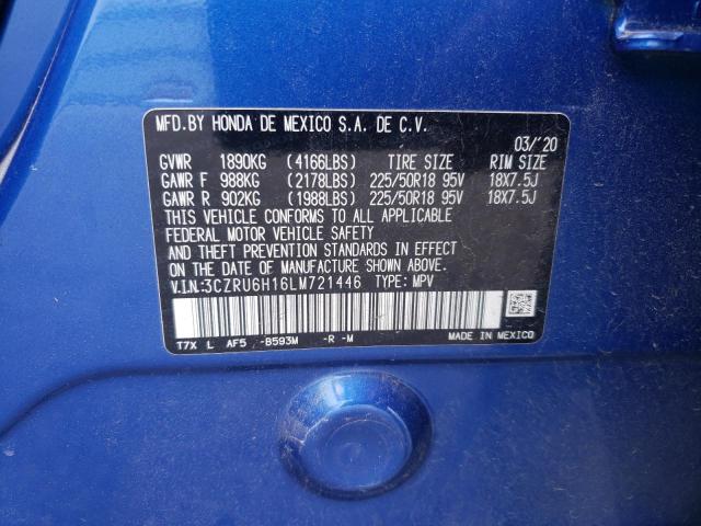 3CZRU6H16LM721446 - 2020 HONDA HR-V SPORT 蓝色 照片 13