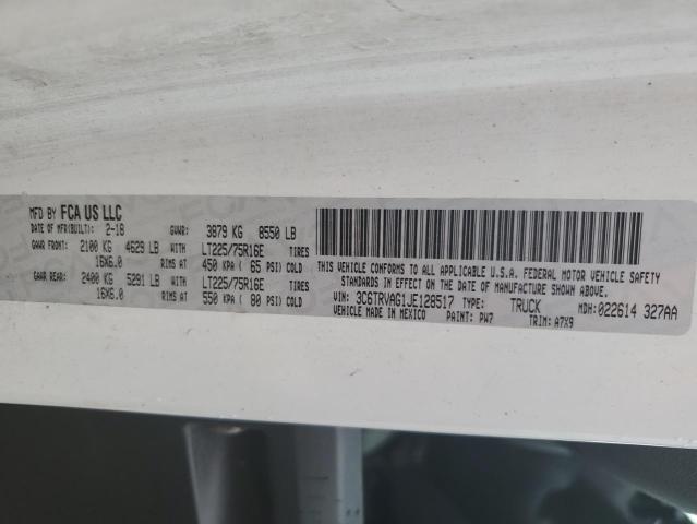 3C6TRVAG1JE128517 - 2018 RAM PROMASTER 1500 STANDARD WHITE photo 13