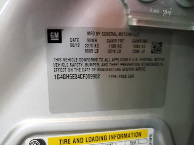 1G4GH5E34CF369982 - 2012 BUICK LACROSSE PREMIUM ვერცხლისფერი ფოტო 12