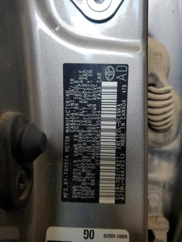 2T1BURHE5KC135954 - 2019 TOYOTA COROLLA L Grau Foto 12