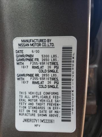 JN8DR07Y11W522061 - 2001 NISSAN PATHFINDER LE 棕色 照片 13