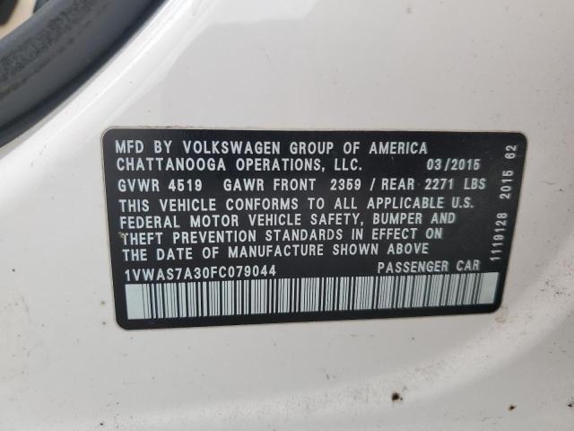 1VWAS7A30FC079044 - 2015 VOLKSWAGEN PASSAT S WHITE photo 13