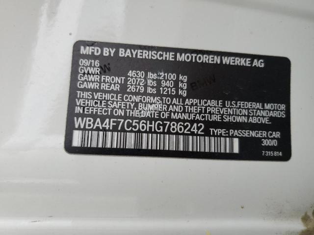 WBA4F7C56HG786242 - 2017 BMW 430I GRAN COUPE WHITE photo 12