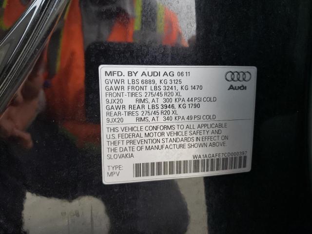 WA1AGAFE7CD000397 - 2012 AUDI Q7 PRESTIGE GRAY photo 12