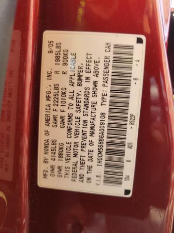 1HGCM56886A009108 - 2006 HONDA ACCORD EX BURGUNDY photo 12