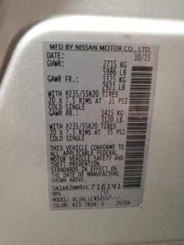 5N1AR2MM9FC716191 - 2015 NISSAN PATHFINDER S SILVER photo 14