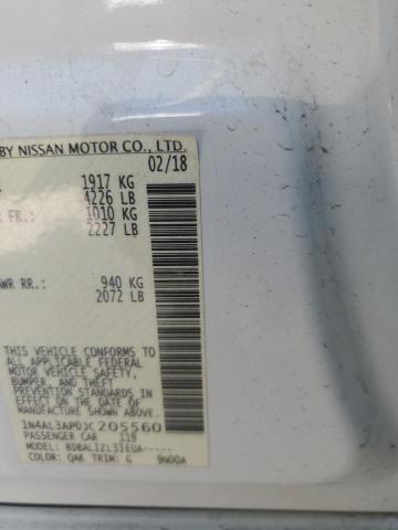 1N4AL3AP0JC205560 - 2018 NISSAN ALTIMA 2.5 თეთრი ფოტო 12