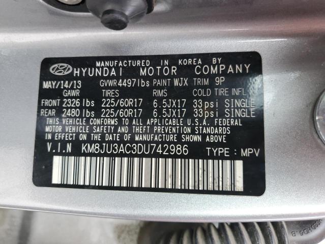 KM8JU3AC3DU742986 - 2013 HYUNDAI TUCSON GLS SILVER photo 13