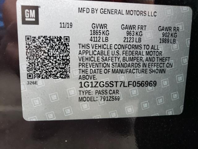 1G1ZG5ST7LF056969 - 2020 CHEVROLET MALIBU RS 棕色 照片 12