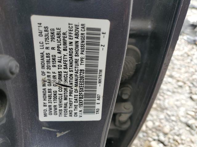 19XFB2F5XEE039728 - 2014 HONDA CIVIC LX SILVER photo 12