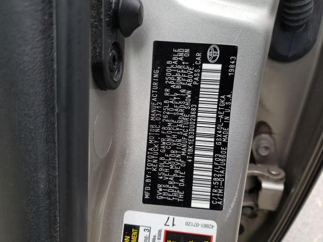 4T1BK1EB3DU029683 - 2013 TOYOTA AVALON BASE 棕色 照片 12