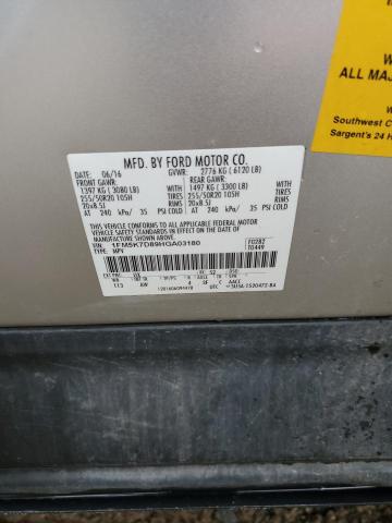 1FM5K7D89HGA03180 - 2017 FORD EXPLORER XLT 银色 照片 14