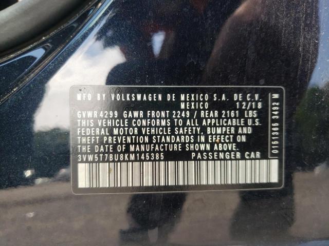 3VW5T7BU8KM145385 - 2019 VOLKSWAGEN JETTA GLI 黑色 照片 12