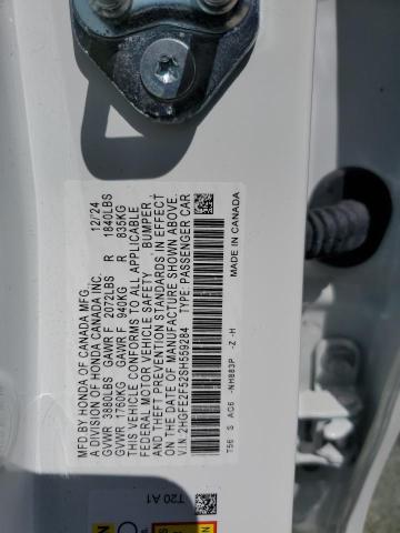 2HGFE2F52SH559284 - 2025 HONDA CIVIC SPORT თეთრი ფოტო 13