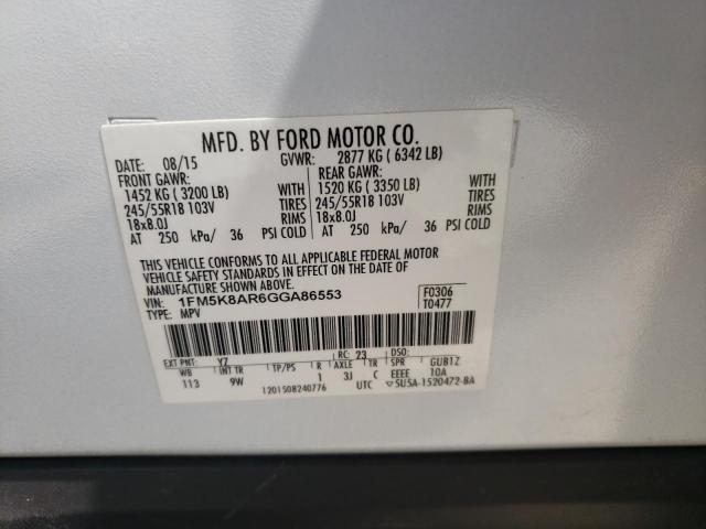 1FM5K8AR6GGA86553 - 2016 FORD EXPLORER POLICE INTERCEPTOR Ağ foto 13