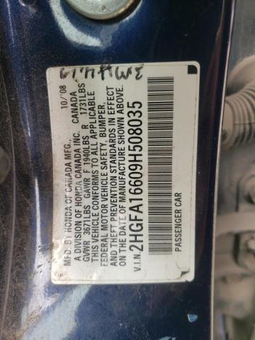 2HGFA16609H508035 - 2009 HONDA CIVIC LX-S 蓝色 照片 12