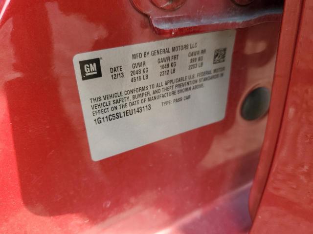 1G11C5SL1EU143113 - 2014 CHEVROLET MALIBU 1LT RED photo 12