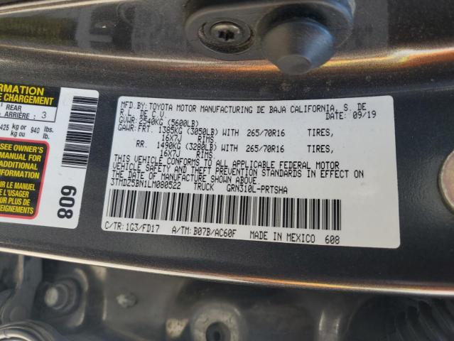 3TMDZ5BN1LM080522 - 2020 TOYOTA TACOMA DOUBLE CAB ნაცრისფერი ფოტო 12