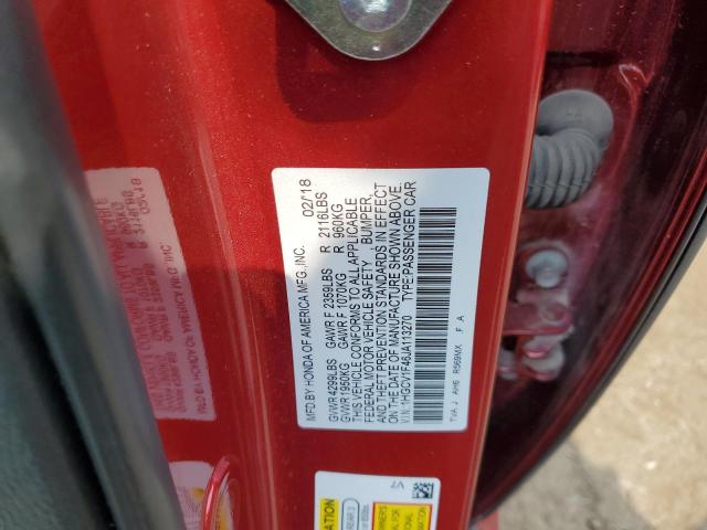 1HGCV1F46JA113270 - 2018 HONDA ACCORD EX წითელი ფოტო 13