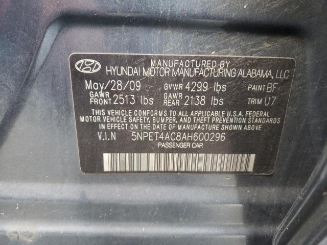 5NPET4AC8AH600296 - 2010 HYUNDAI SONATA GLS BLUE photo 12