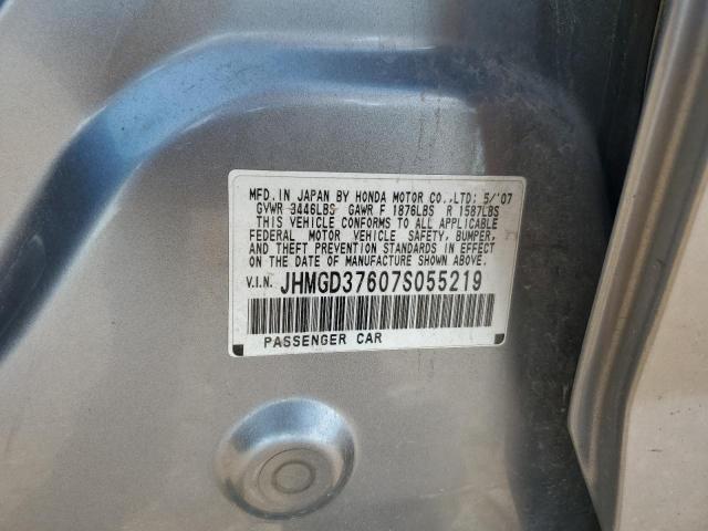 JHMGD37607S055219 - 2007 HONDA FIT S 银色 照片 13