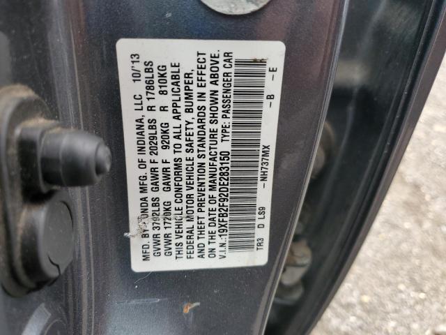 19XFB2F92DE283150 - 2013 HONDA CIVIC EXL GRAY photo 12