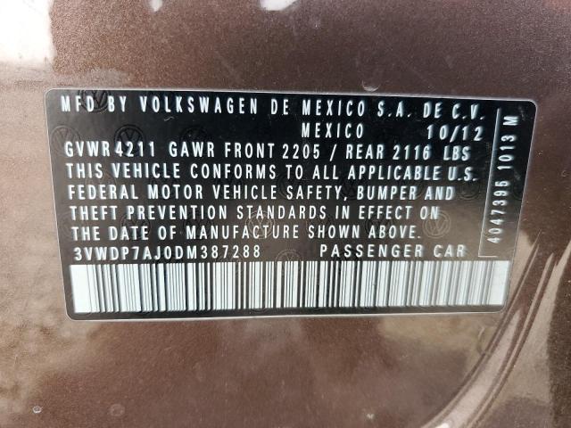 3VWDP7AJ0DM387288 - 2013 VOLKSWAGEN JETTA SE BROWN photo 12