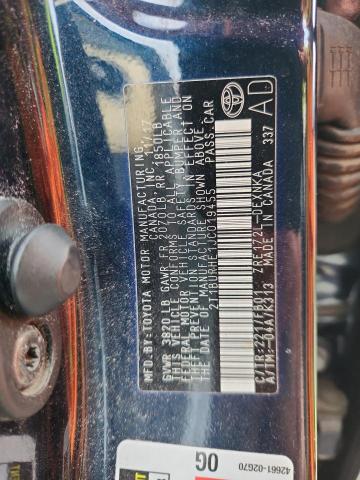 2T1BURHE1JC019455 - 2018 TOYOTA COROLLA L BLUE photo 12