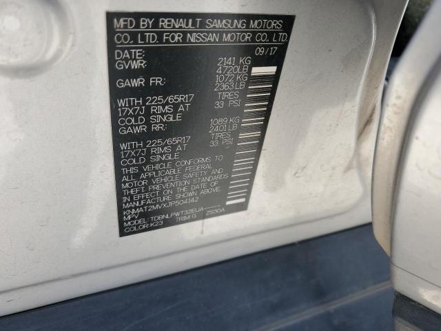 KNMAT2MVXJP504142 - 2018 NISSAN ROGUE S 银色 照片 12