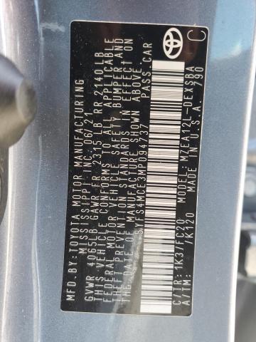 5YFS4MCE3MP094737 - 2021 TOYOTA COROLLA SE GRAY photo 12