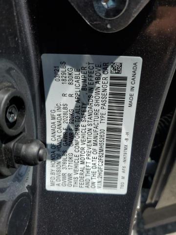 2HGFC2F62MH552630 - 2021 HONDA CIVIC LX CHARCOAL photo 12